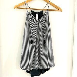 Gilligan & O’Malley Women's Size S Sleep Shirt Striped Tassel Tank Top V-Neck